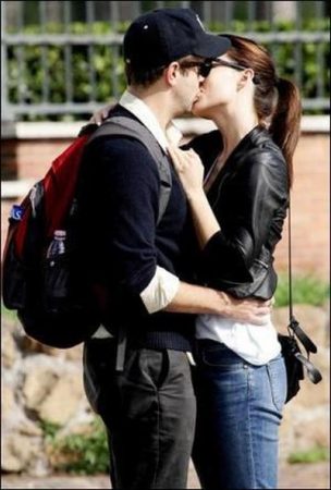 Sharing romantic kiss In Rome in celebrity style